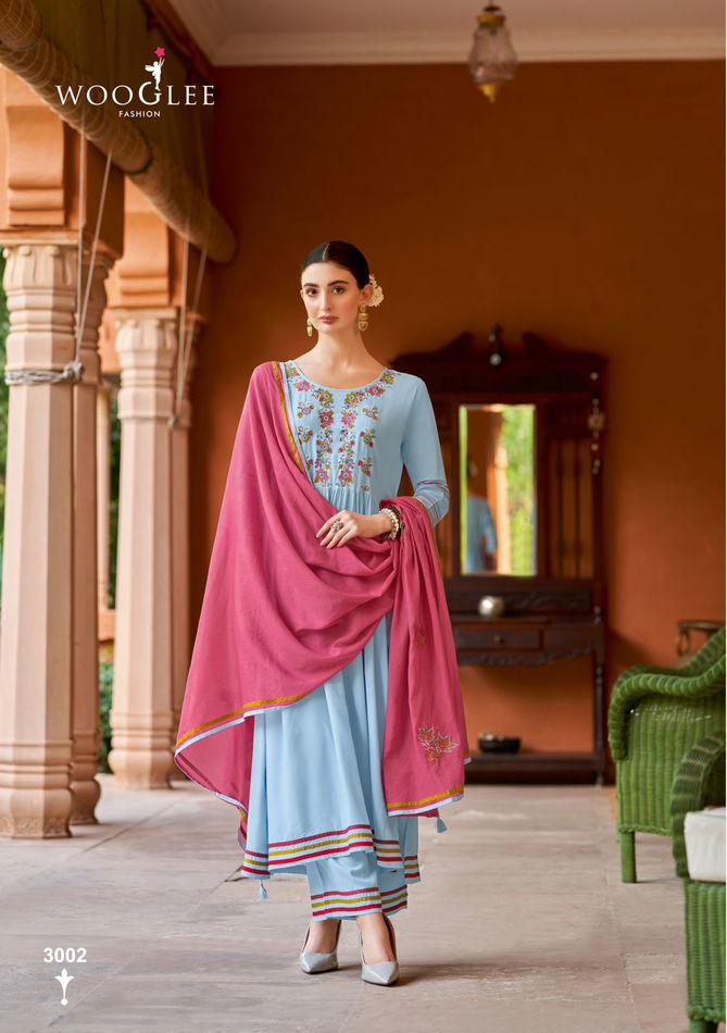 Kalyani By Wooglee Embroidery Rayon Weaving Readymade Suits Wholesalers In Delhi